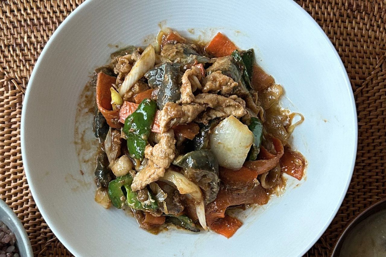 豚ももと揚げなすのみそ炒め